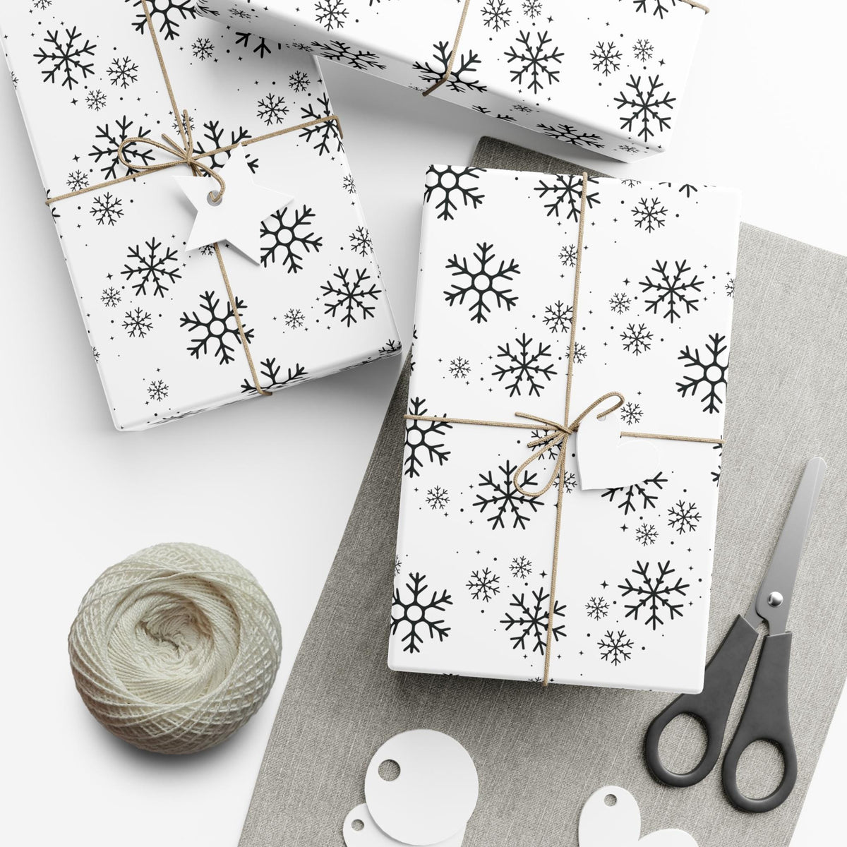Black Snowflakes Wrapping Paper