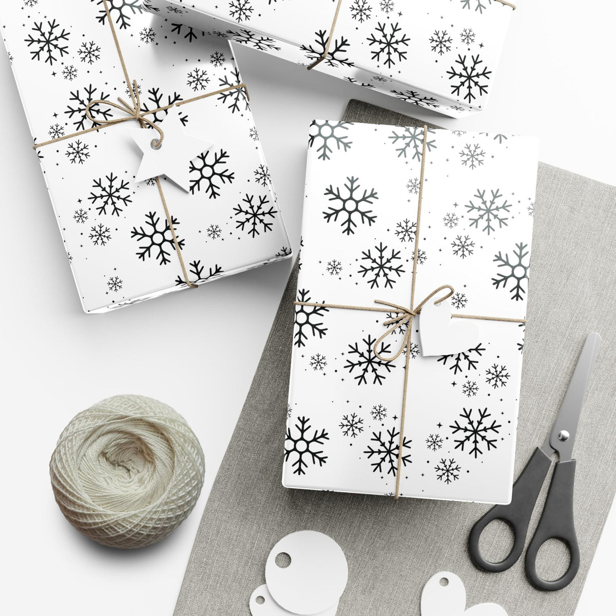 Black Snowflakes Wrapping Paper