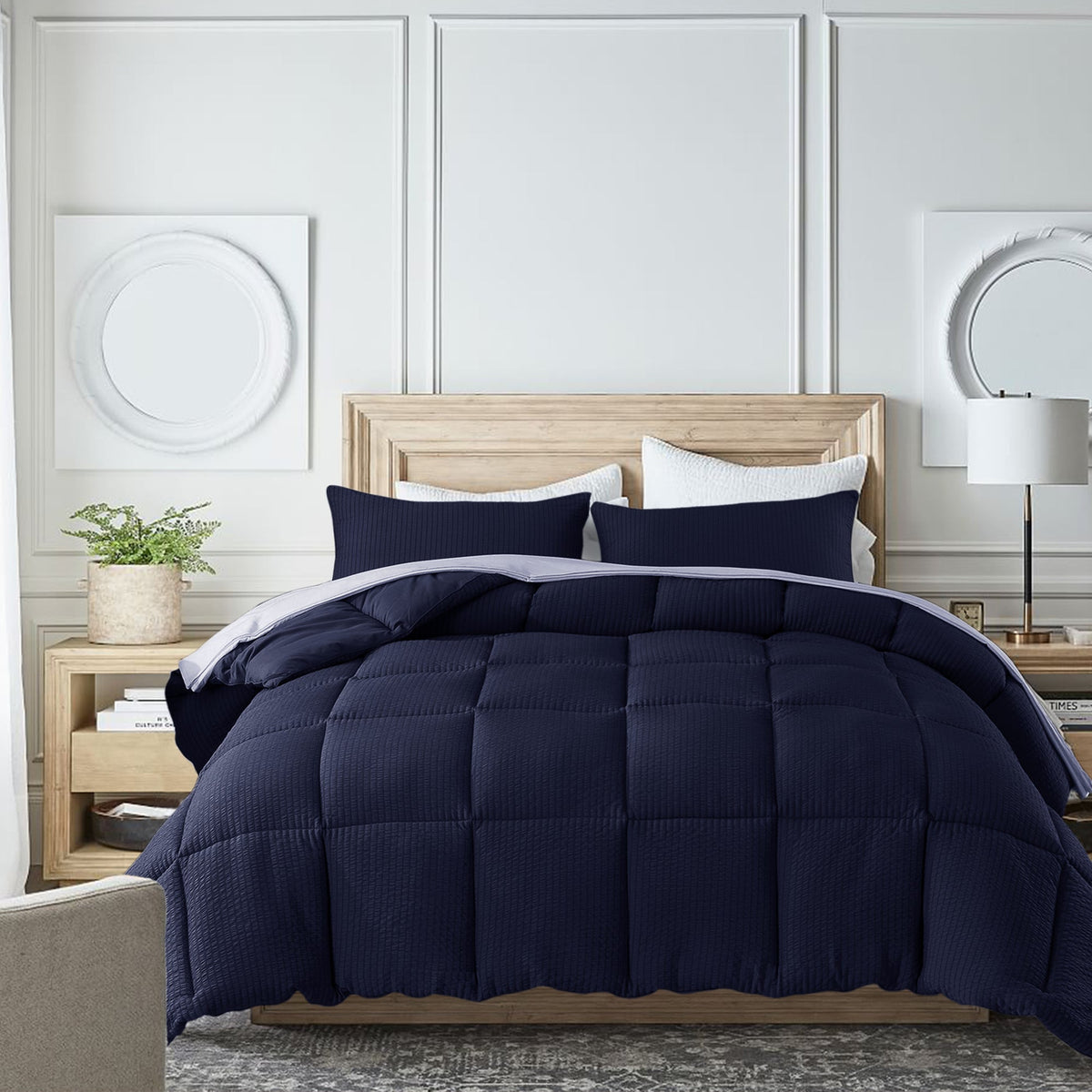 Kasentex Reversible All-Season Comforter Twin/Queen/King - Cozy Down Alternative Bedding