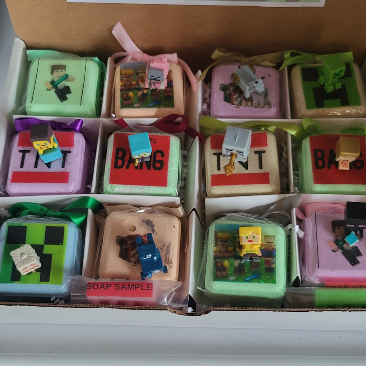 Bath Bombs for Kids with MineCrafter Toys Inside - BANG - BOOM - TNT - MADE in US, Natural Ingredients (12 Count) Pack of 1
